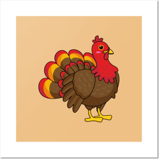 Cute Cartoon Turkey Posters and Art